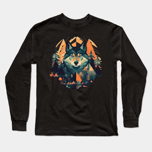 Abstract wolf Long Sleeve T-Shirt by GreenMary Design